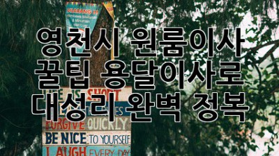 영천시 원룸이사 꿀팁🍯: 용달이사로 대성리 완벽 정복!
