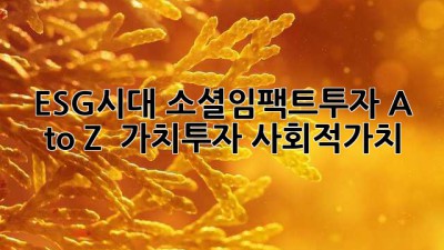 ESG시대, 소셜임팩트투자 A to Z 💰🌱 #가치투자 #사회적가치